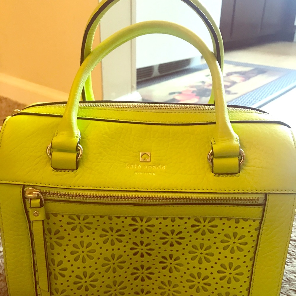 Kate Spade lime green/yellow hobo purse leather